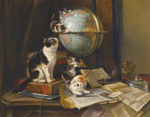 The Globetrotters by Henriette Ronner-Knip Oil Painting