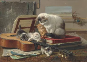 The Music Lesson by Henriette Ronner-Knip Oil Painting