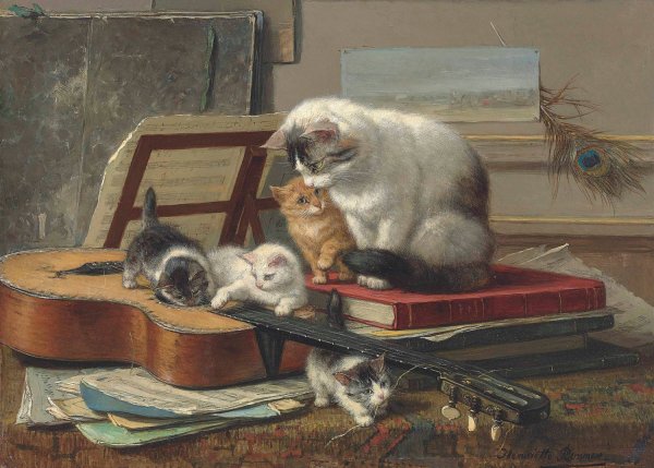 Main Product Photo of The Music Lesson Painting by Henriette Ronner-Knip