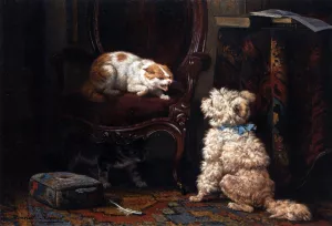 The Uninvited Guest by Henriette Ronner-Knip Oil Painting