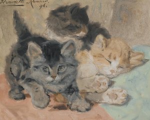 Three Kittens by Henriette Ronner-Knip Oil Painting
