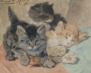 Three Kittens by Henriette Ronner-Knip Oil Painting