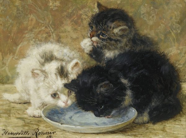 Three Kittens  by Henriette Ronner-Knip - Hand-Painted Oil Painting Reproduction