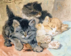 Three Kittens by Henriette Ronner-Knip Oil Painting