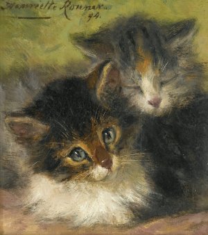 Two Kittens by Henriette Ronner-Knip Oil Painting