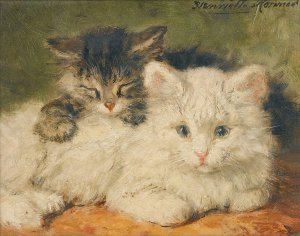 Two Kittens by Henriette Ronner-Knip Oil Painting