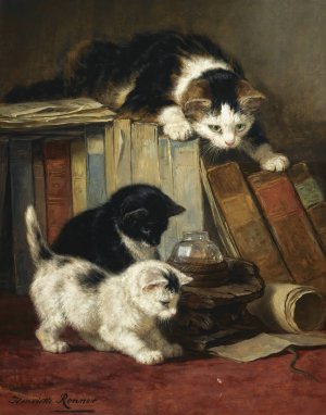 Watching the Prey by Henriette Ronner-Knip Oil Painting