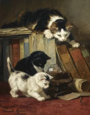 Watching the Prey by Henriette Ronner-Knip Oil Painting