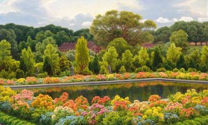 Blomstrende Have by Henrik Jespersen Oil Painting