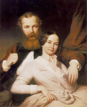 Composer Mihaly Mosonyi and His Wife by Henrik Weber - Oil Painting Reproduction