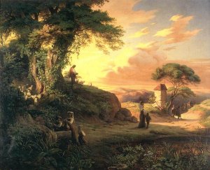 Romantic Scene by Henrik Weber Oil Painting