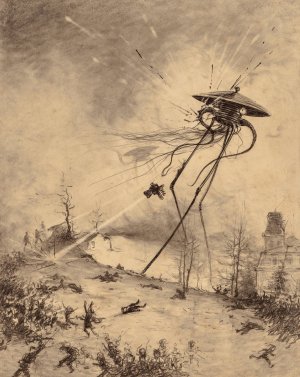 Martian Fighting Machine Hit by Shell by Henrique Alvim Correa Oil Painting