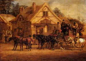A Halted Coach painting by Henry Alken