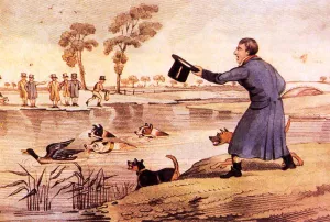 Duck Baiting by Henry Alken - Oil Painting Reproduction