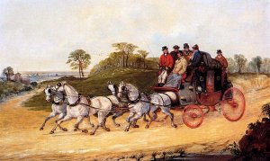 The Mail Coaches on an Open Road by Henry Alken Oil Painting