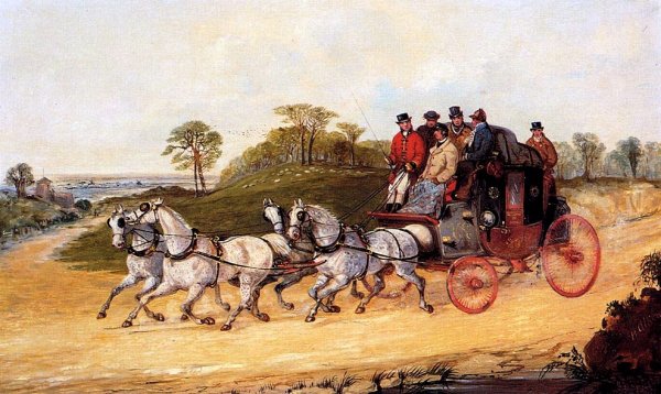 Main Product Photo of The Mail Coaches on an Open Road Painting by Henry Alken