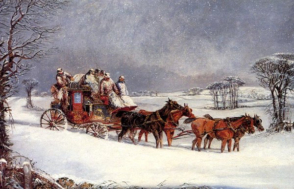 Main Product Photo of The York to London Royal Mail on the Open Road in Winter Painting by Henry Alken