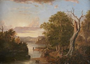 Extensive Landscape Along the Hudson River with a Castle in the Distance by Henry Ary Oil Painting