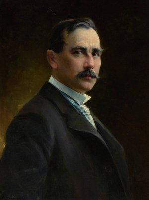Portrait of Charles Schreyvogel by Henry August Schwabe Oil Painting