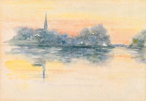 Church and Lake by Henry Bacon Oil Painting