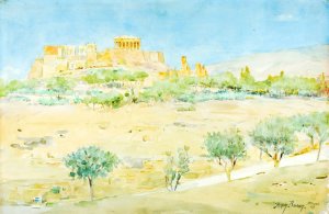 General View of the Acropolis at Sunset by Henry Bacon Oil Painting