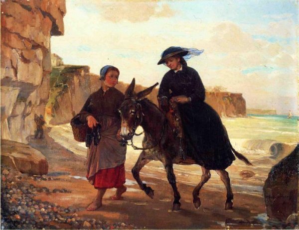 Main Product Photo of The Tourist and the Fisherwoman Painting by Henry Bacon