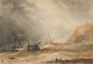 A Ship off Whitby in a Storm by Henry Barlow Carter Oil Painting