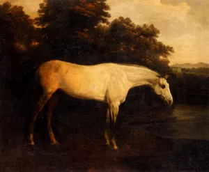 A Grey Hunter In A River Landscape by Henry Barnard Chalon - Oil Painting Reproduction