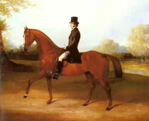 Richard Paget of Cropston, Leicester on a Bay Hunter by Henry Barraud - Oil Painting Reproduction