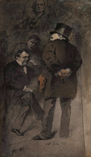 A Conversation by Henry Bonaventure Monnier Oil Painting