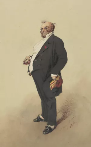 Self-Portrait as Monsieur Prudhomme by Henry Bonaventure Monnier Oil Painting