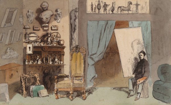 Main Product Photo of The Painter's Studio  Painting by Henry Bonaventure Monnier