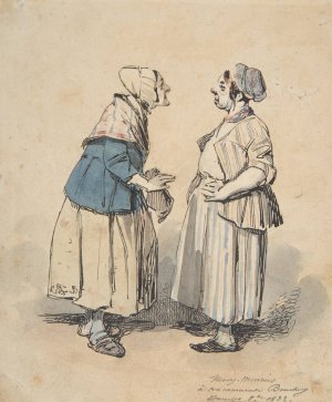 The Two Gossips by Henry Bonaventure Monnier Oil Painting
