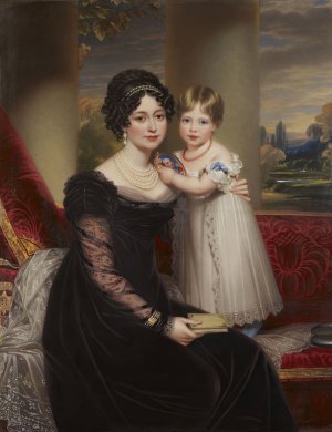 The duchess of Kent with her daughter, the future queen Victoria by Henry Bone Oil Painting