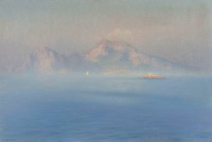 Capri, Cote Escarpee Vue De La Mer by Henry Brokman Oil Painting