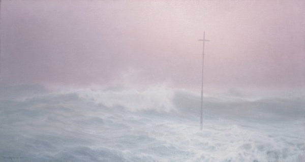 La Croix dans la brume, Bretagne  by Henry Brokman - Hand-Painted Oil Painting Reproduction
