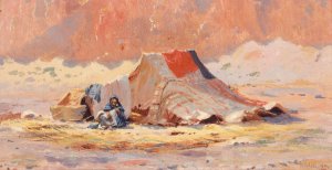 Tente Arabe Dans Le Desert a Blidah by Henry Brokman Oil Painting