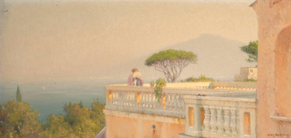 Terrasse De L'hotel Cocumella  by Henry Brokman - Hand-Painted Oil Painting Reproduction