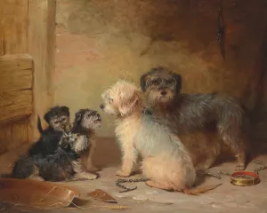The Dandie Dinmont Family by Henry Calvert Oil Painting
