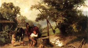 At the Well by Henry Cariss - Oil Painting Reproduction