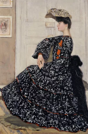 Portrait de femme en robe mouchetee by Henry Caro-Delvaille Oil Painting