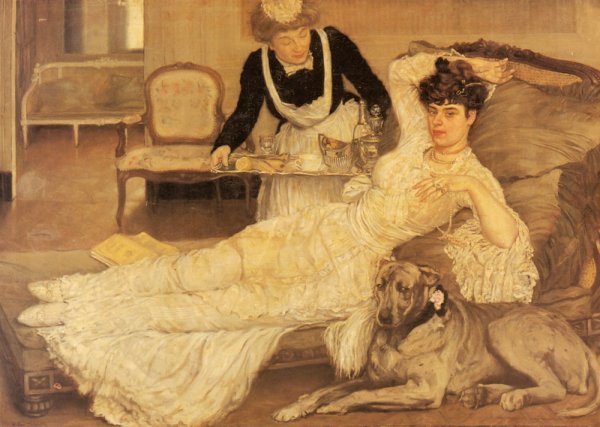 Tea Time by Henry Caro-Delvaille - Hand-Painted Oil Painting Reproduction