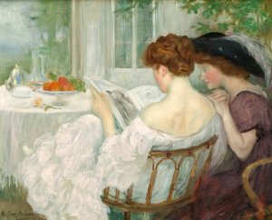 Women Reading by Henry Caro-Delvaille Oil Painting
