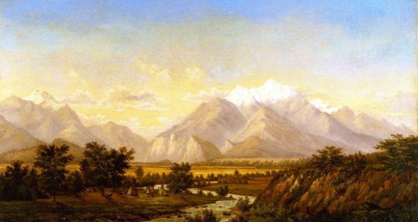 Main Product Photo of Estes Park, Colorado Landscape with Ute Indian Envampment Painting by Henry Chapman Ford