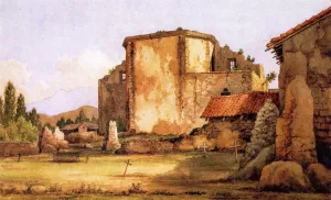 Rear of San Juan Capistrano Mission, from the Cemetery painting by Henry Chapman Ford