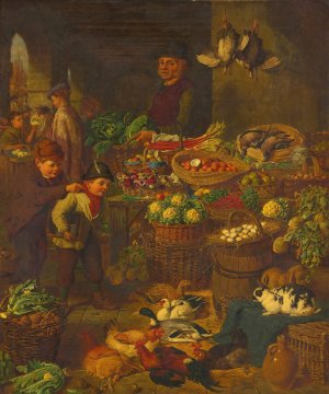 The Market Stall by Henry Charles Bryant Oil Painting