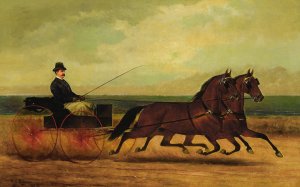 A Pair of Trotters by Henry Collins Bispham Oil Painting