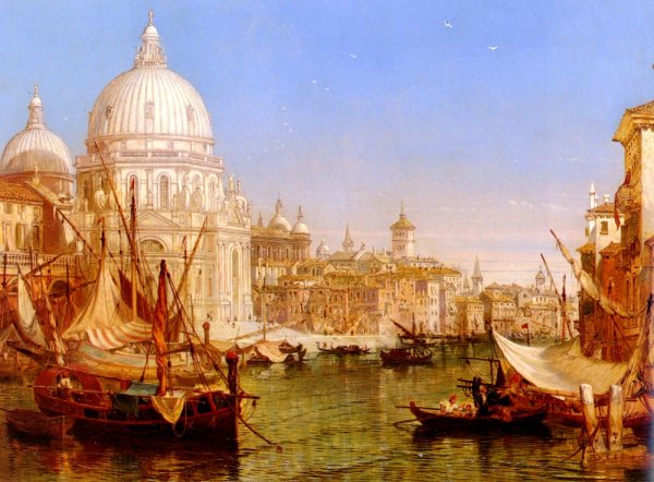 Main Product Photo of A View Along The Grand Canal With Santa Maria Della Salute Painting by Henry Courtney Selous