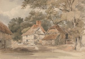 Farm Buildings among Trees by Henry Edridge Oil Painting
