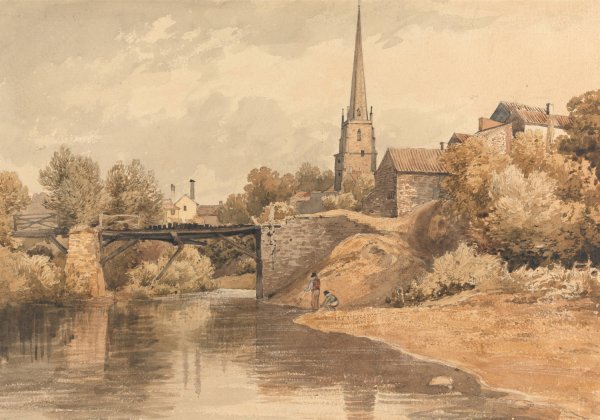 On the Monnow, Monmouth by Henry Edridge - Hand-Painted Oil Painting Reproduction